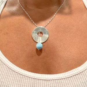 Pendant Necklace With Faux Turquoise Stone